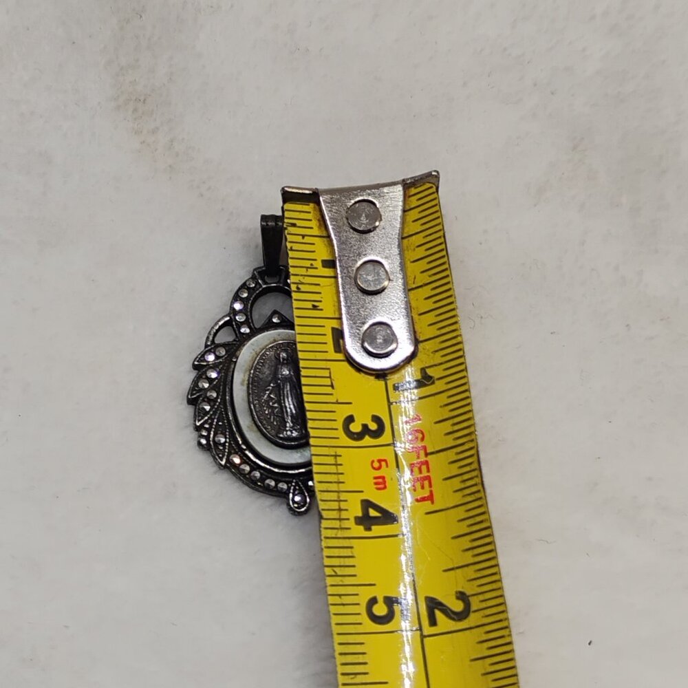 Vintage Religious Silver Jesus Pendant Virgin Mary Sterling Charm Catholic - Picture 3 of 11
